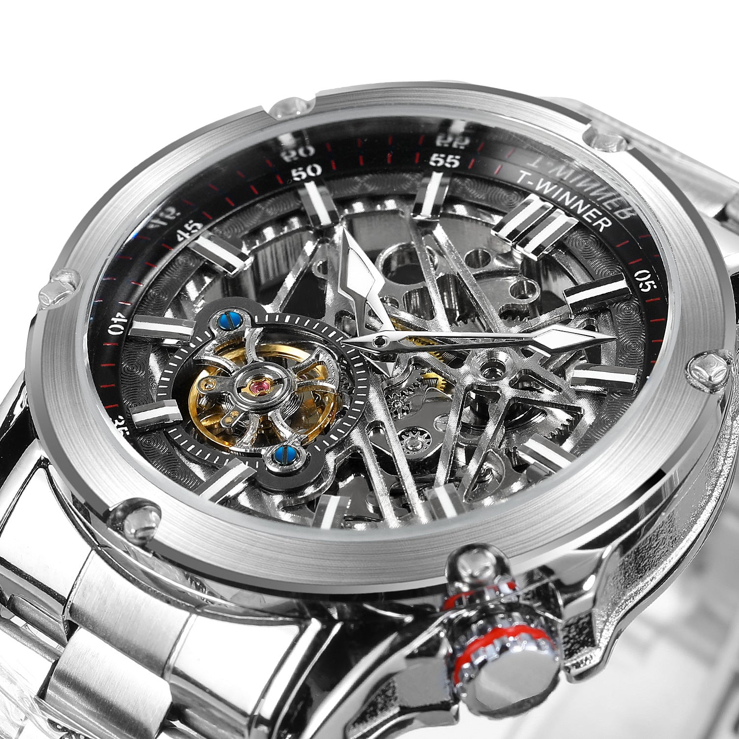 T-winner Men's Automatic Skeleton Watch – 30M Waterproof Fashion Mechanical Timepiece