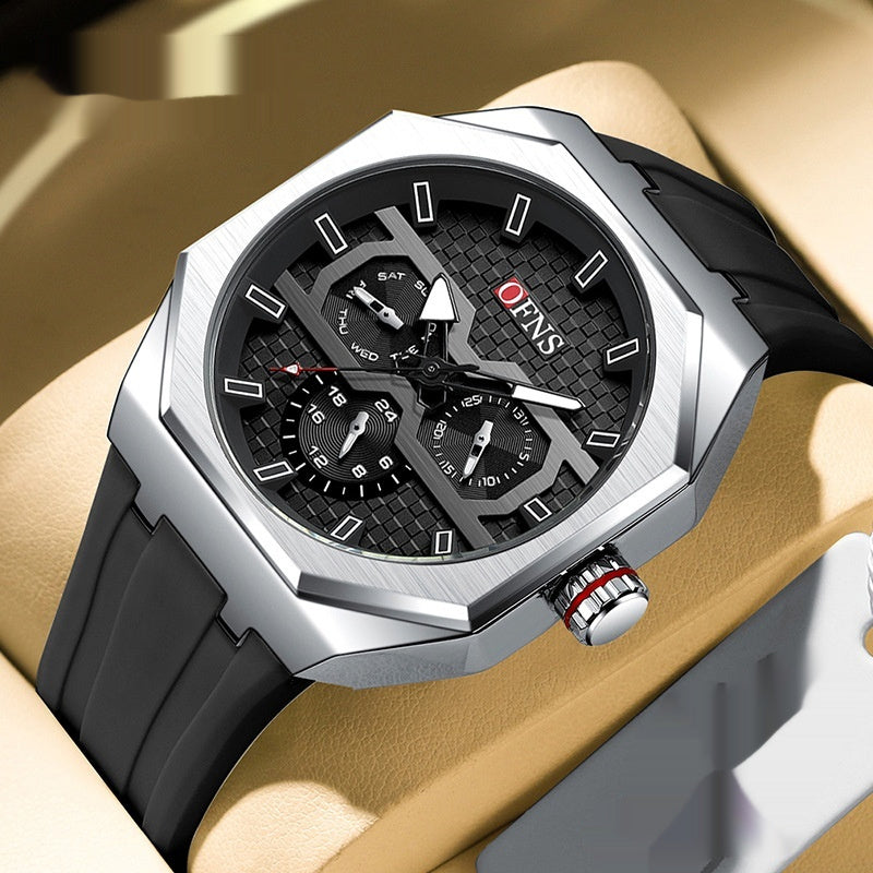 OFNS Three Eyes Six Needles Fashion Waterproof Quartz Watch For Men 8023
