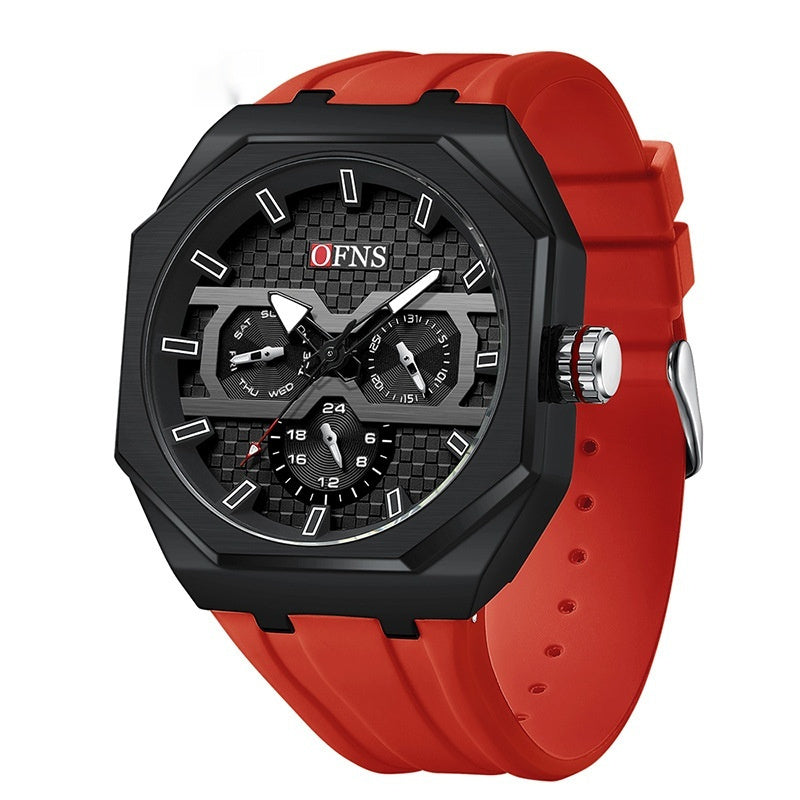 OFNS Three Eyes Six Needles Fashion Waterproof Quartz Watch For Men 8023