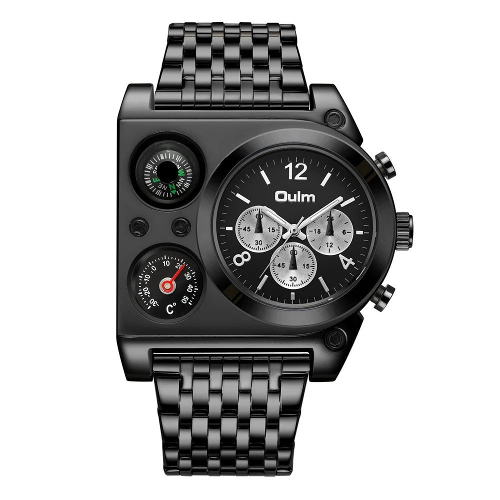 OULM Compass and Temperature Display Quartz Men's Wristwatch