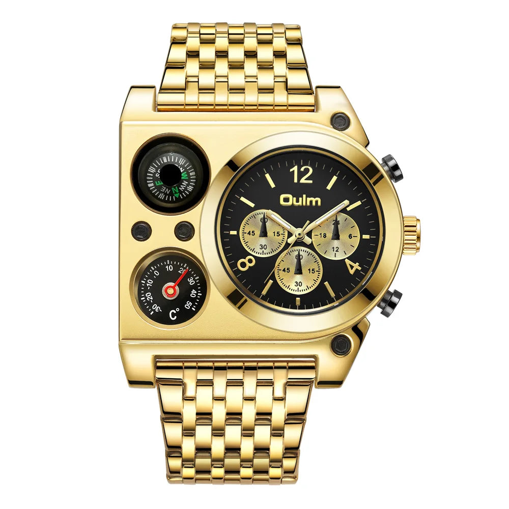 OULM Compass and Temperature Display Quartz Men's Wristwatch