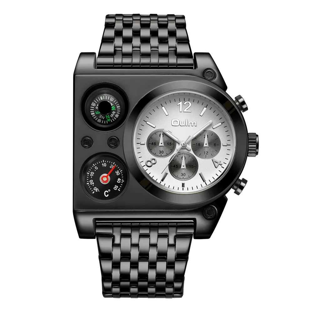 OULM Compass and Temperature Display Quartz Men's Wristwatch