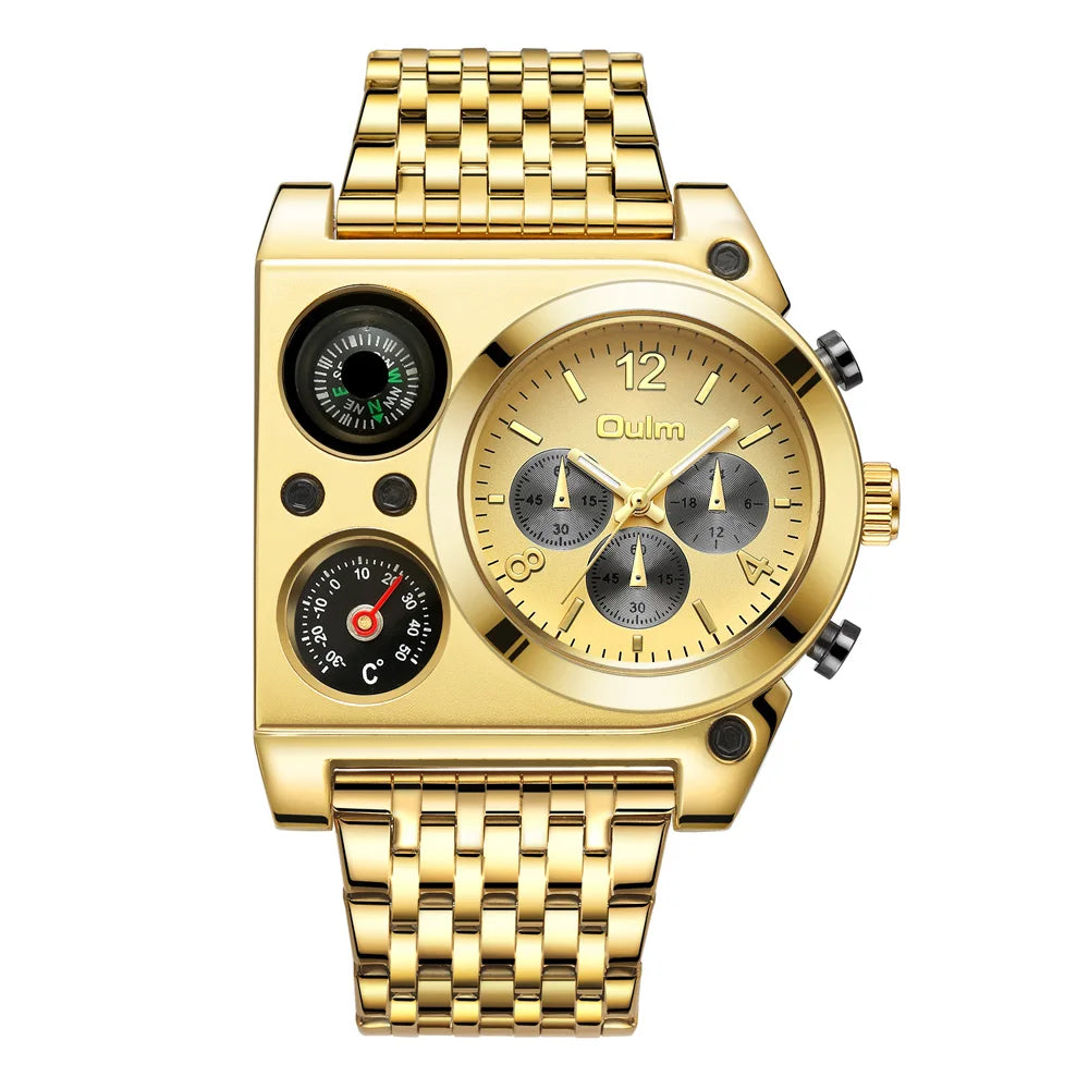OULM Compass and Temperature Display Quartz Men's Wristwatch