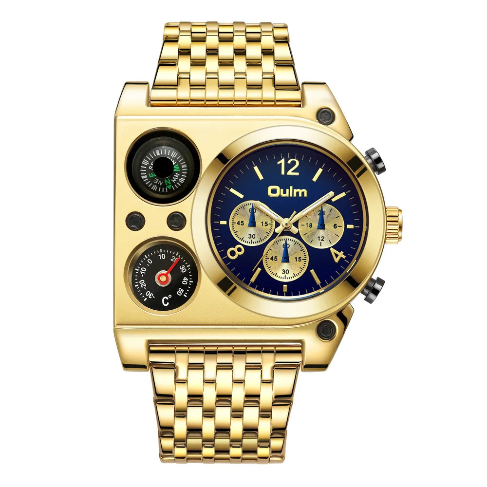 OULM Compass and Temperature Display Quartz Men's Wristwatch