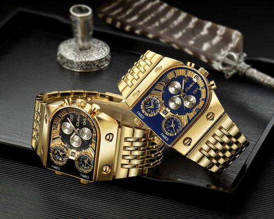 Oulm U-shaped Steel Large Dial Quartz watch For Men