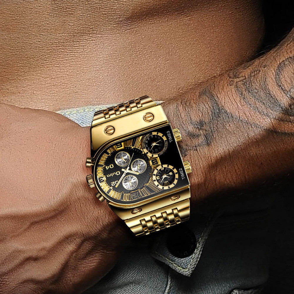 Oulm U-shaped Steel Large Dial Quartz watch For Men
