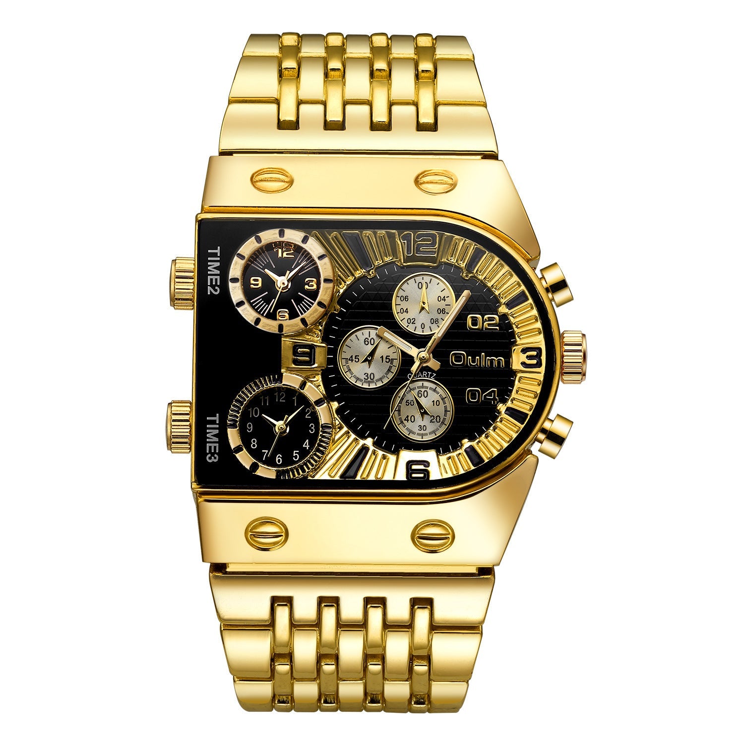 Oulm U-shaped Steel Large Dial Quartz watch For Men