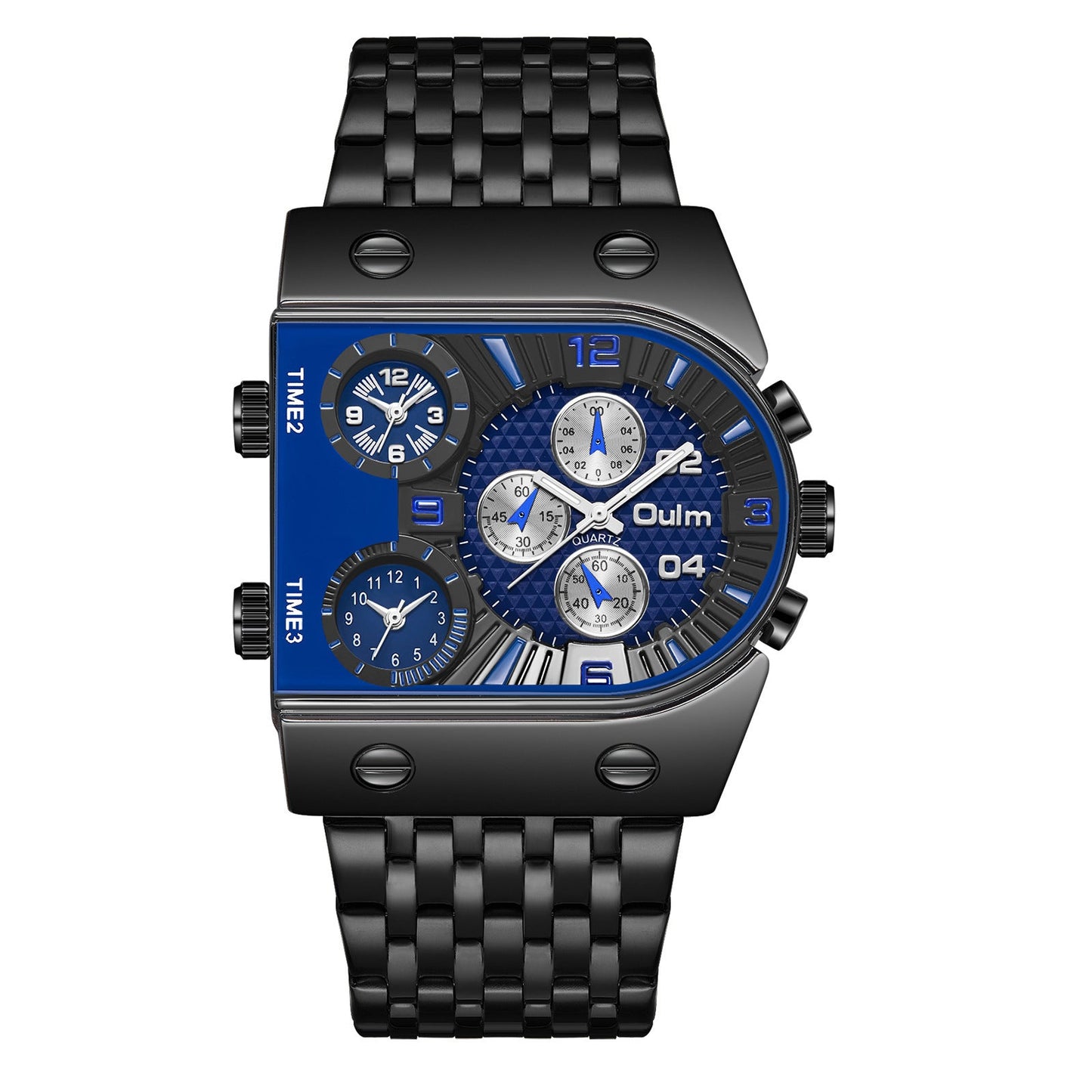 Oulm Ushaped Steel Big Dial Multifunctional watch for men 9315