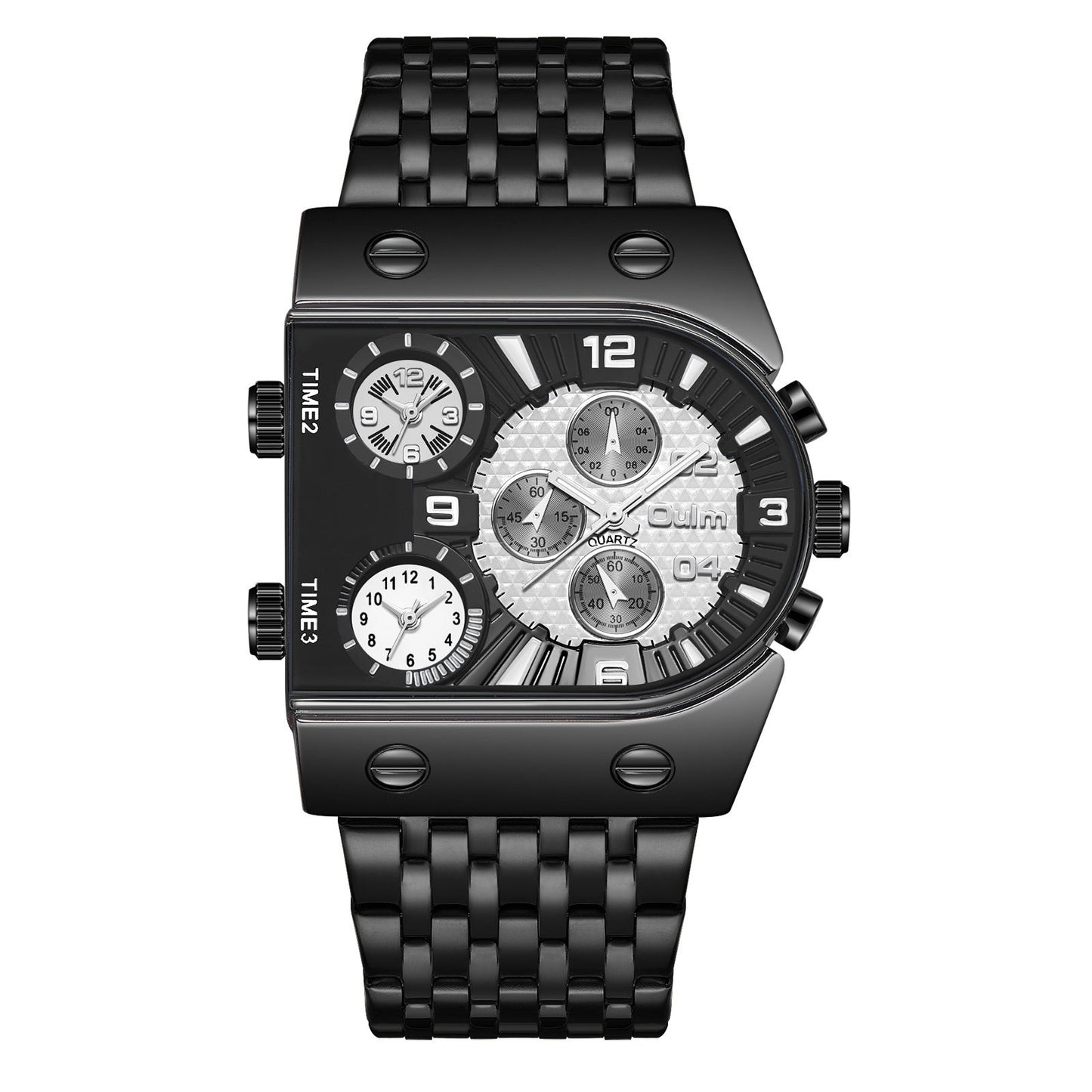 Oulm Ushaped Steel Big Dial Multifunctional watch for men 9315