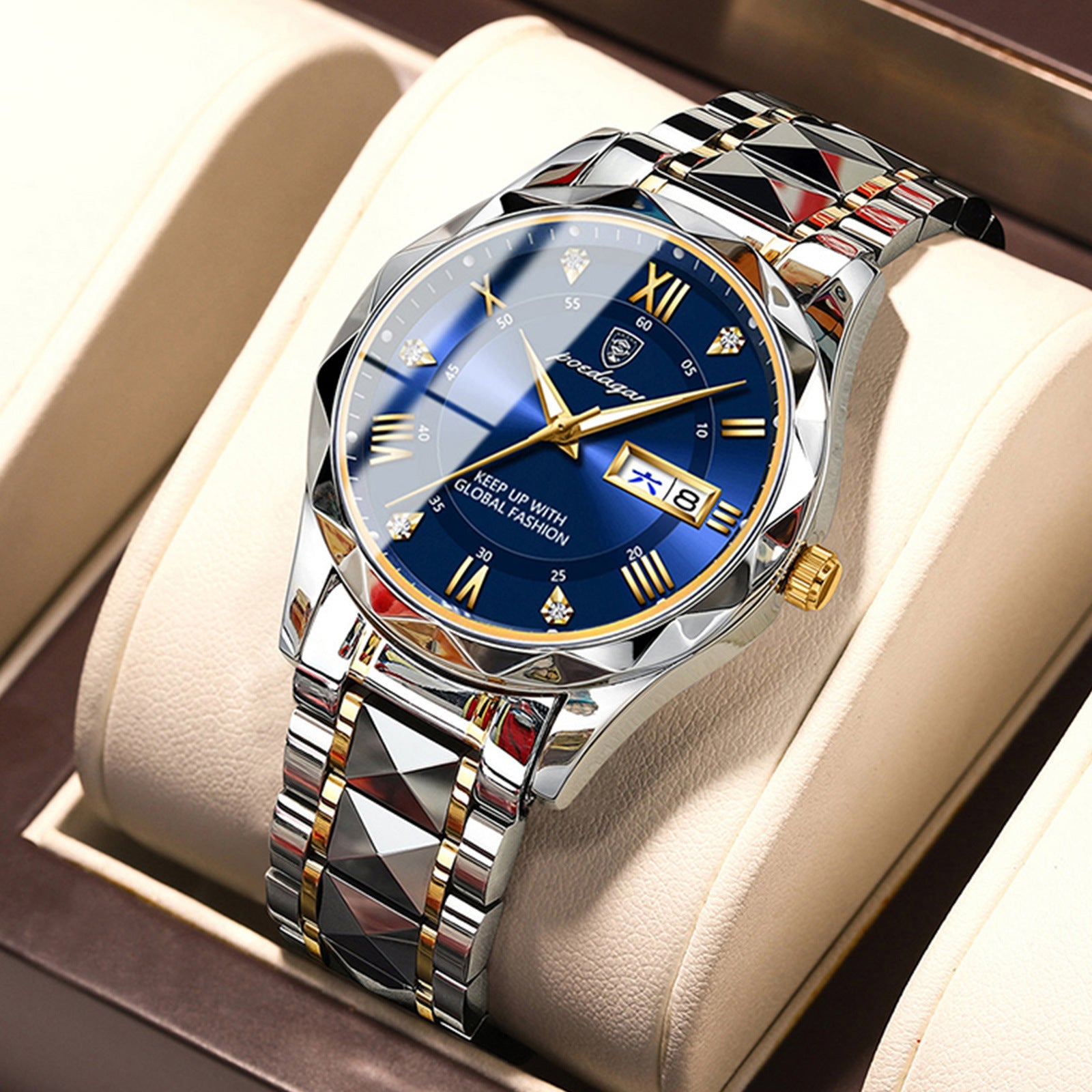 POEDAGAR 615 Day & Date Quartz watch For Men