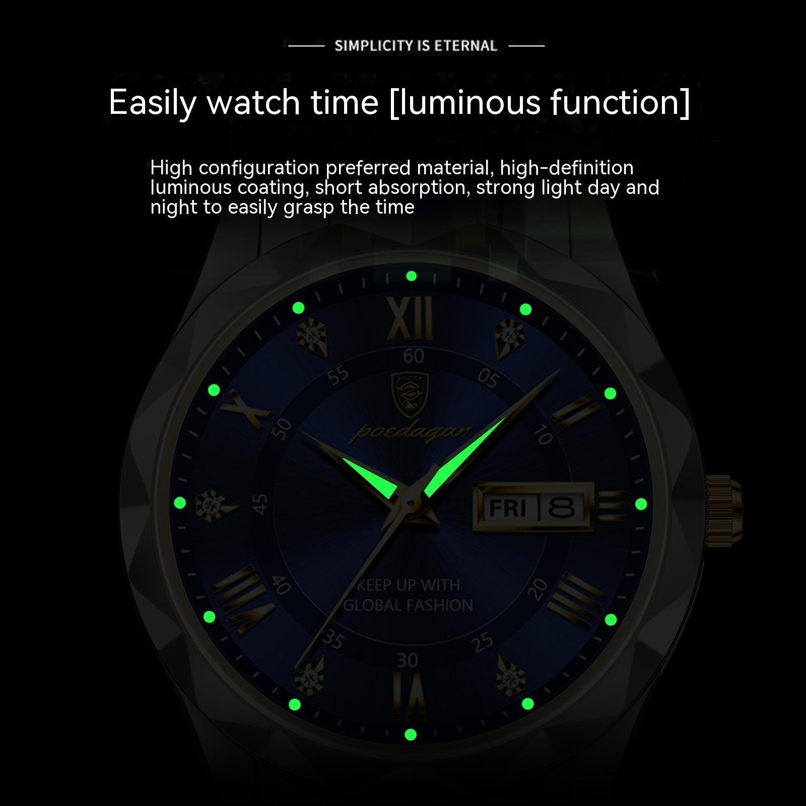 POEDAGAR 615 Day & Date Quartz watch For Men