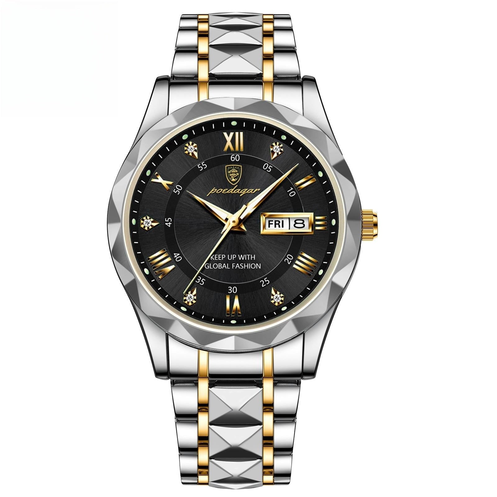 POEDAGAR 615 Day & Date Quartz watch For Men