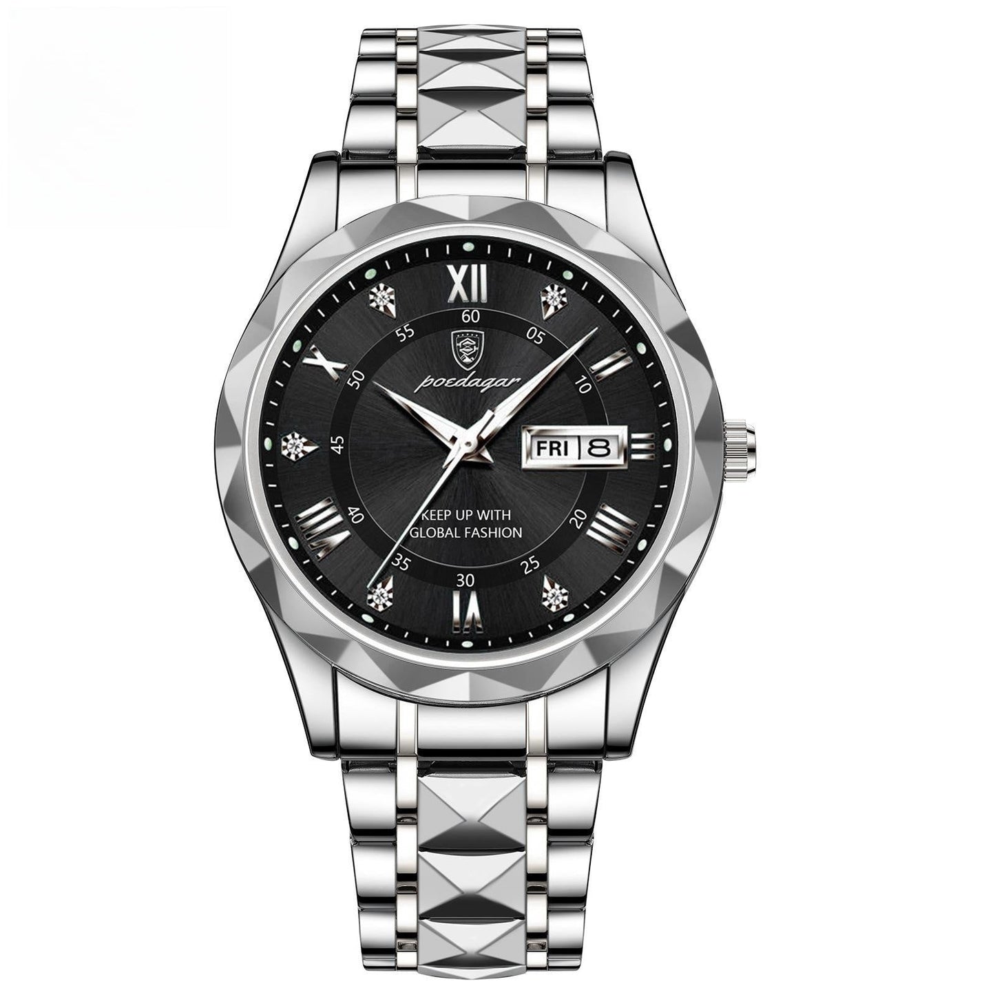 POEDAGAR 615 Day & Date Quartz watch For Men