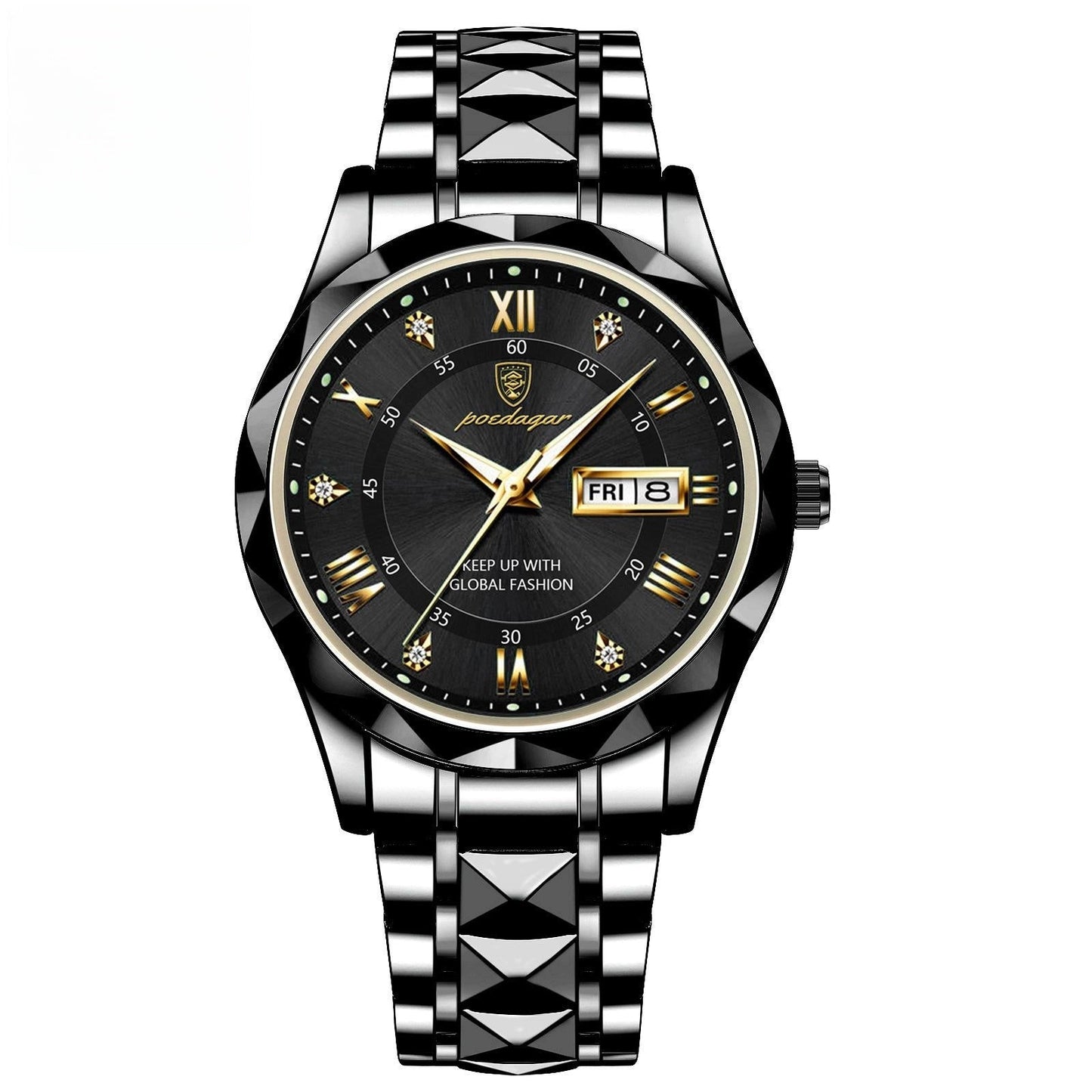 POEDAGAR 615 Day & Date Quartz watch For Men