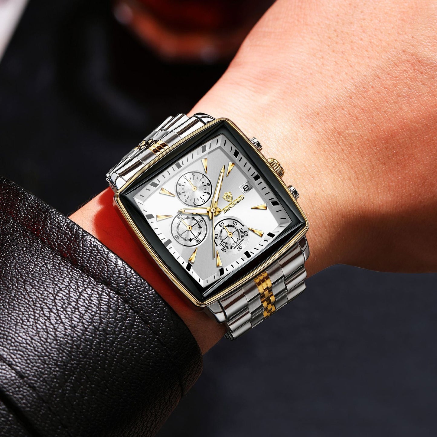 Poedagar Luxury Square 40mm Chronograph Dial Watch for Men B911