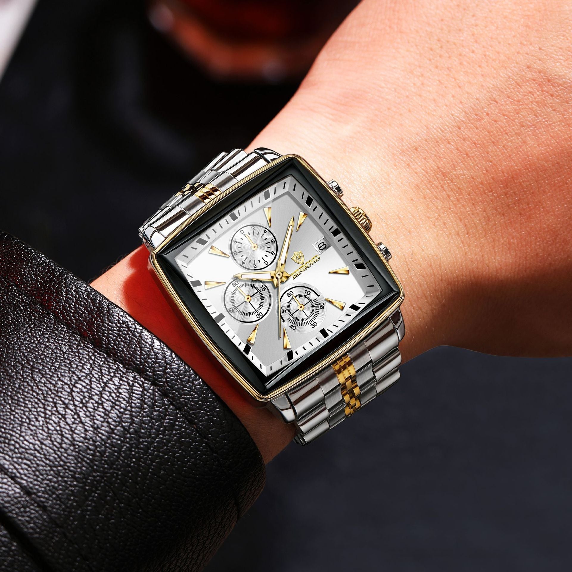 Poedagar Luxury Square 40mm Chronograph Dial Watch for Men B911