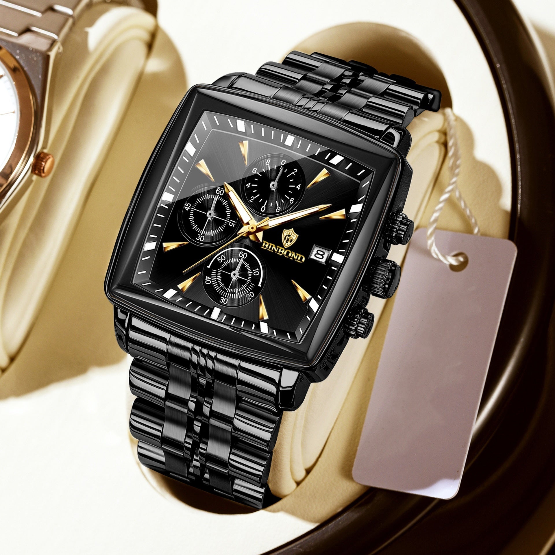 Poedagar Luxury Square 40mm Chronograph Dial Watch for Men B911