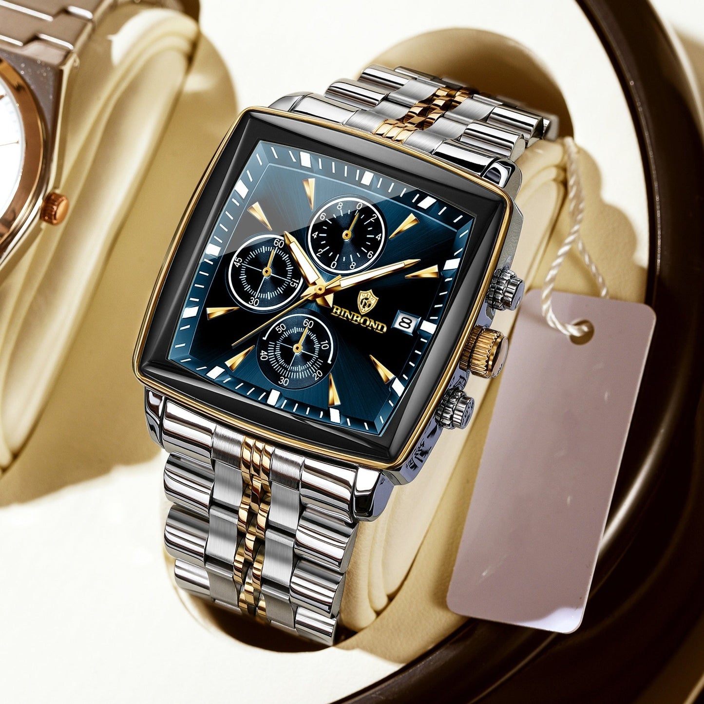 Poedagar Luxury Square 40mm Chronograph Dial Watch for Men B911