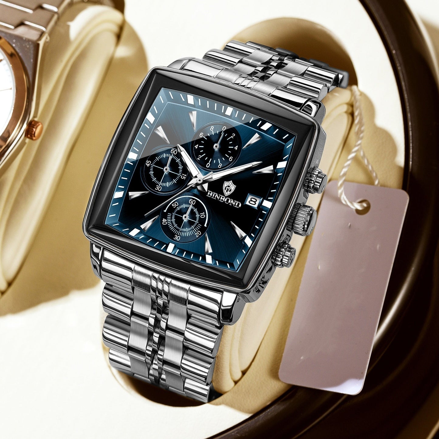 Poedagar Luxury Square 40mm Chronograph Dial Watch for Men B911