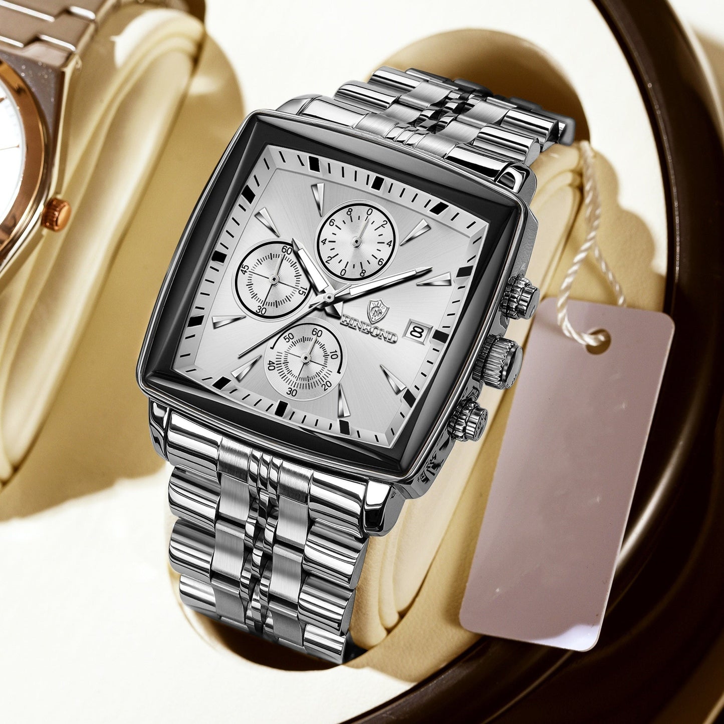 Poedagar Luxury Square 40mm Chronograph Dial Watch for Men B911
