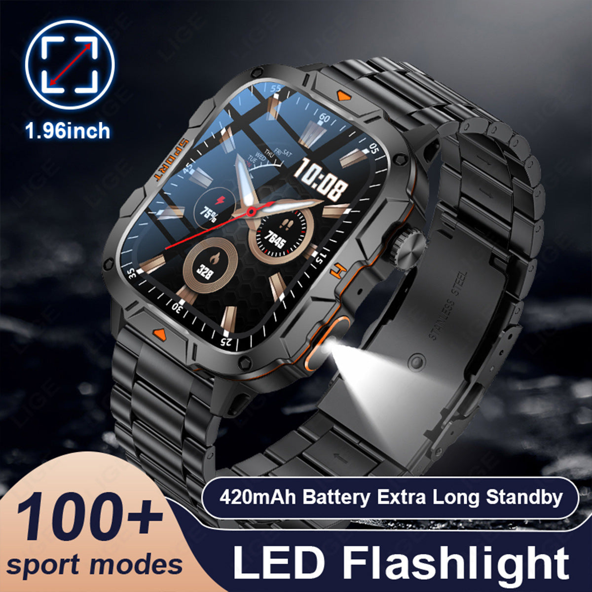 QX12 Square Large Screen Multi-function Sports Running Heart Rate Smart Watch