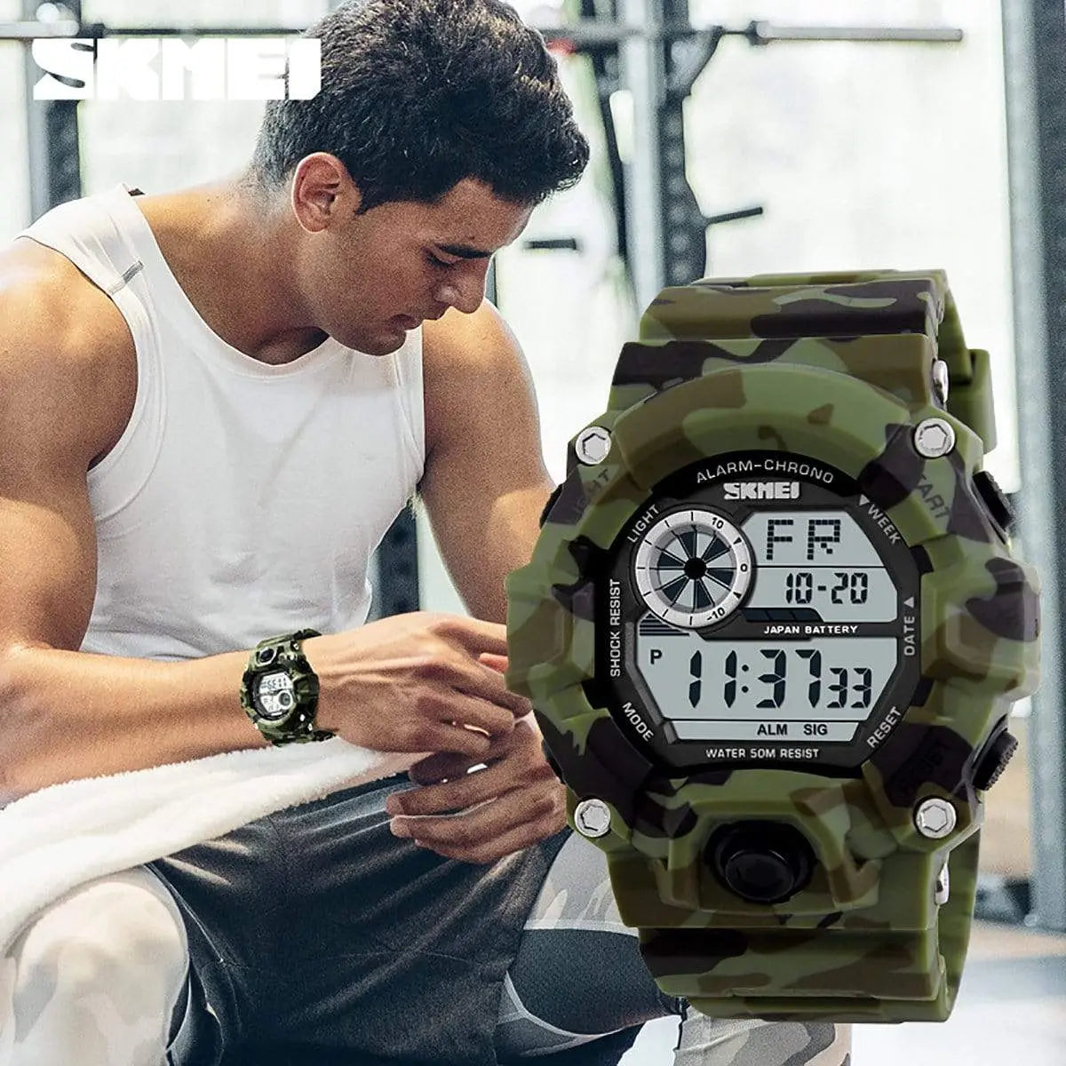 Skmei 1019 Original Camouflage Digital Round Waterproof Sport watch For Men