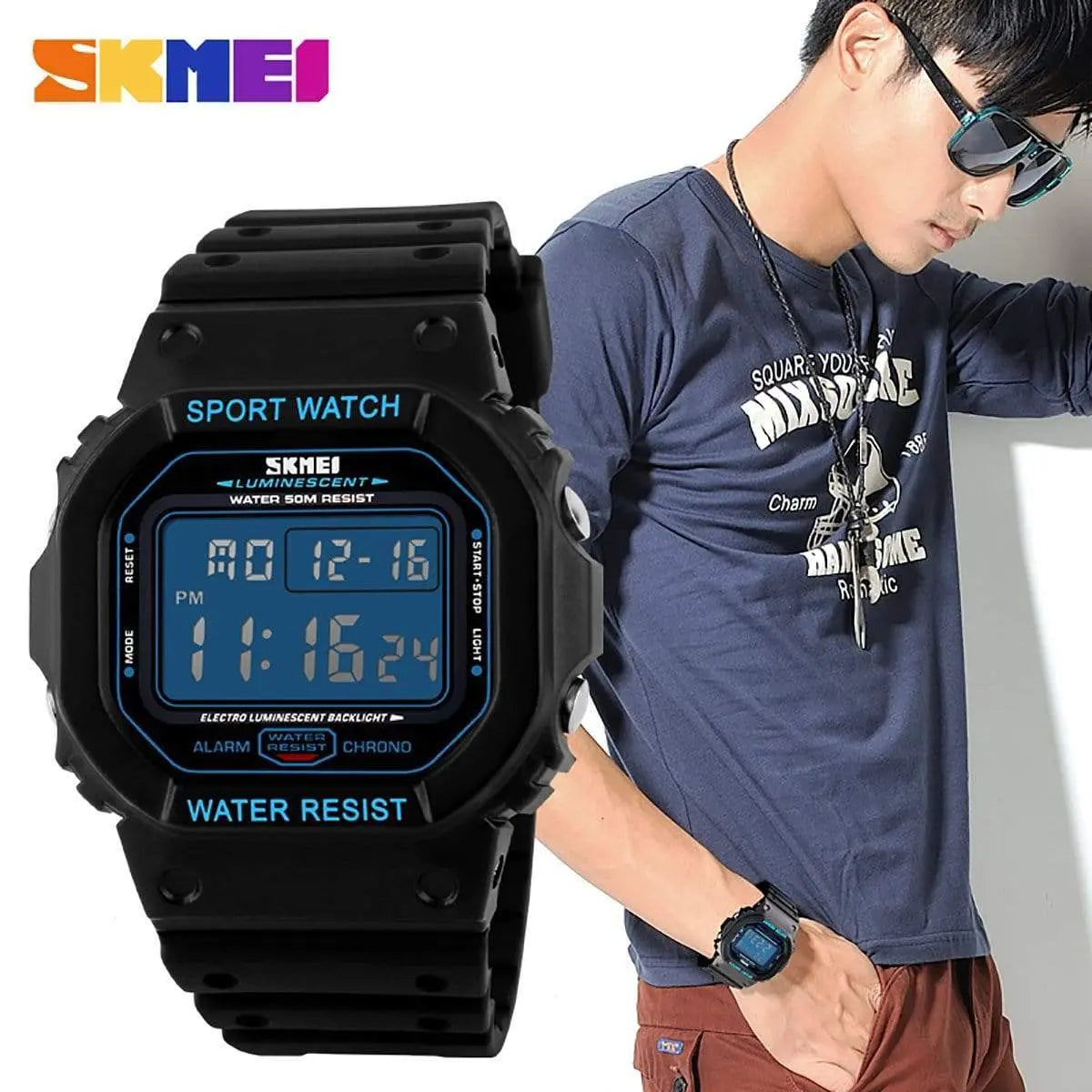 Skmei 1134 Original square dial Digital waterproof watch for Men