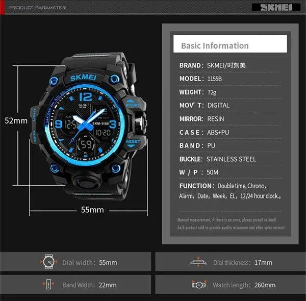 Skmei 1155B Original Analog Digital waterproof Sports watch for men