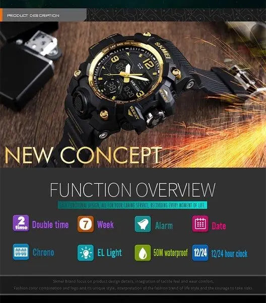 Skmei 1155B Original Analog Digital waterproof Sports watch for men