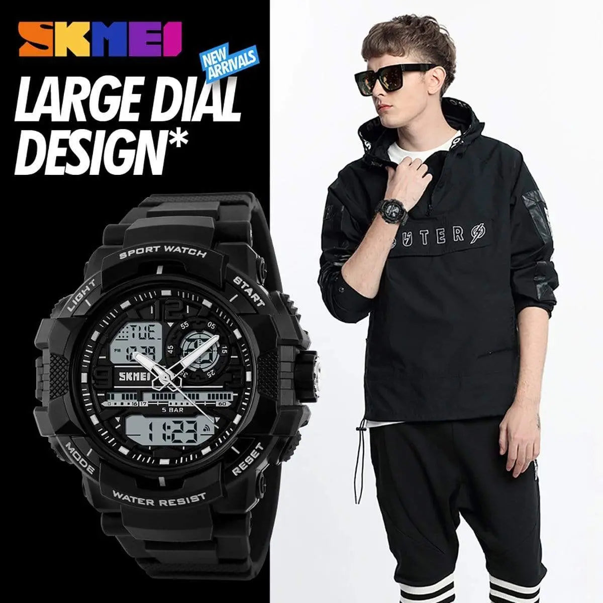 Skmei 1164 Original 3time Analog Digital waterproof sports watch For Men