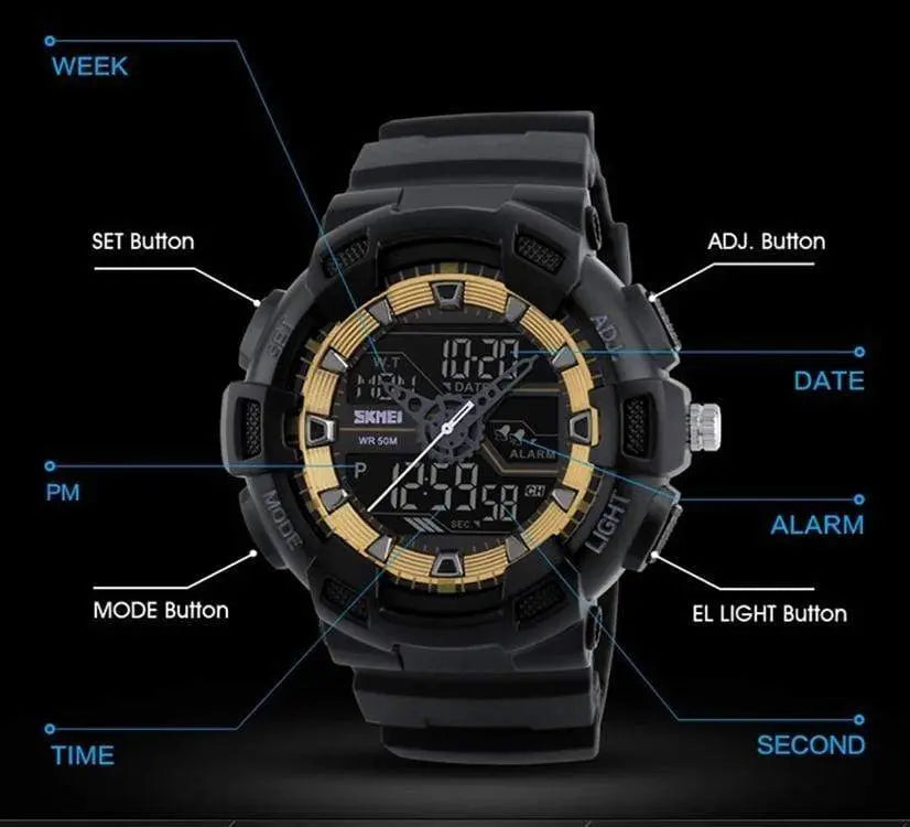 Skmei 1189 Original Analog Digital waterproof sport watch for Boys For Men