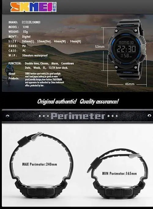 Skmei 1248 Original Digital Round Waterproof Wrist watch for Men