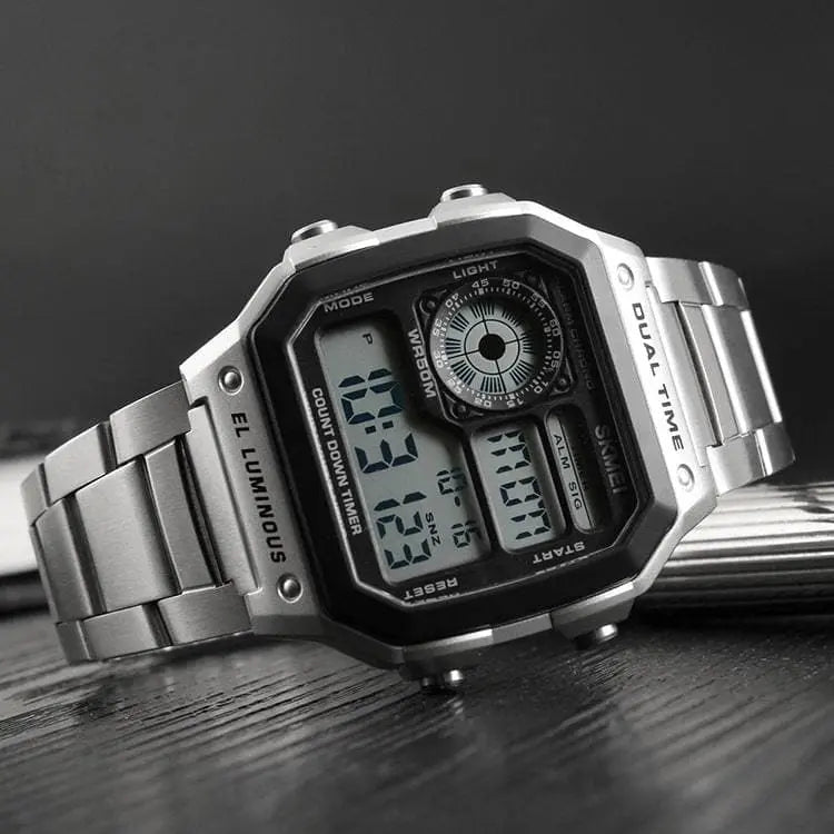 Skmei 1335 Original stainless steel square dial sport Digital watch wrist watch for Men