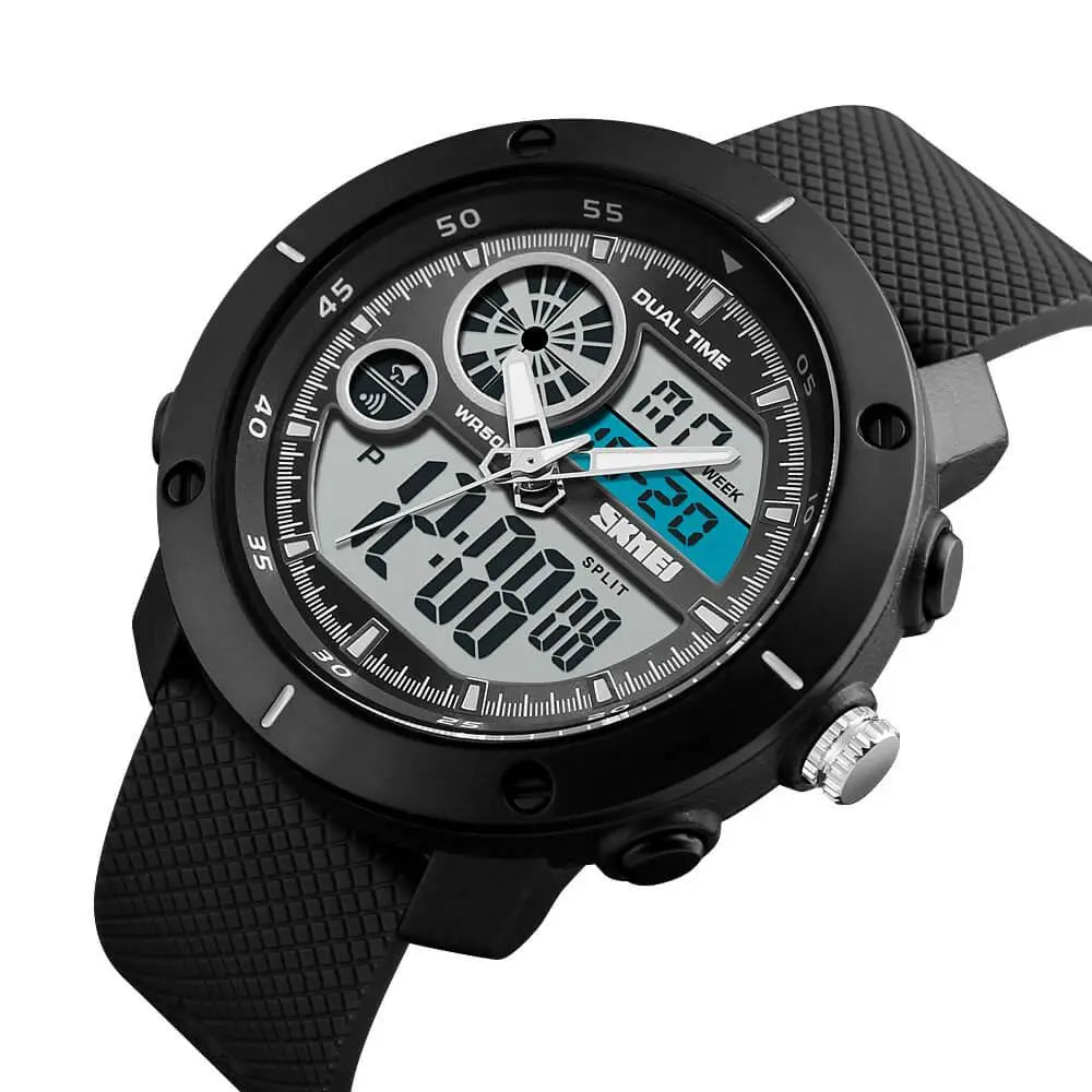 Skmei 1361 Original Analog Digital Big Dial Sport watch for Men Black
