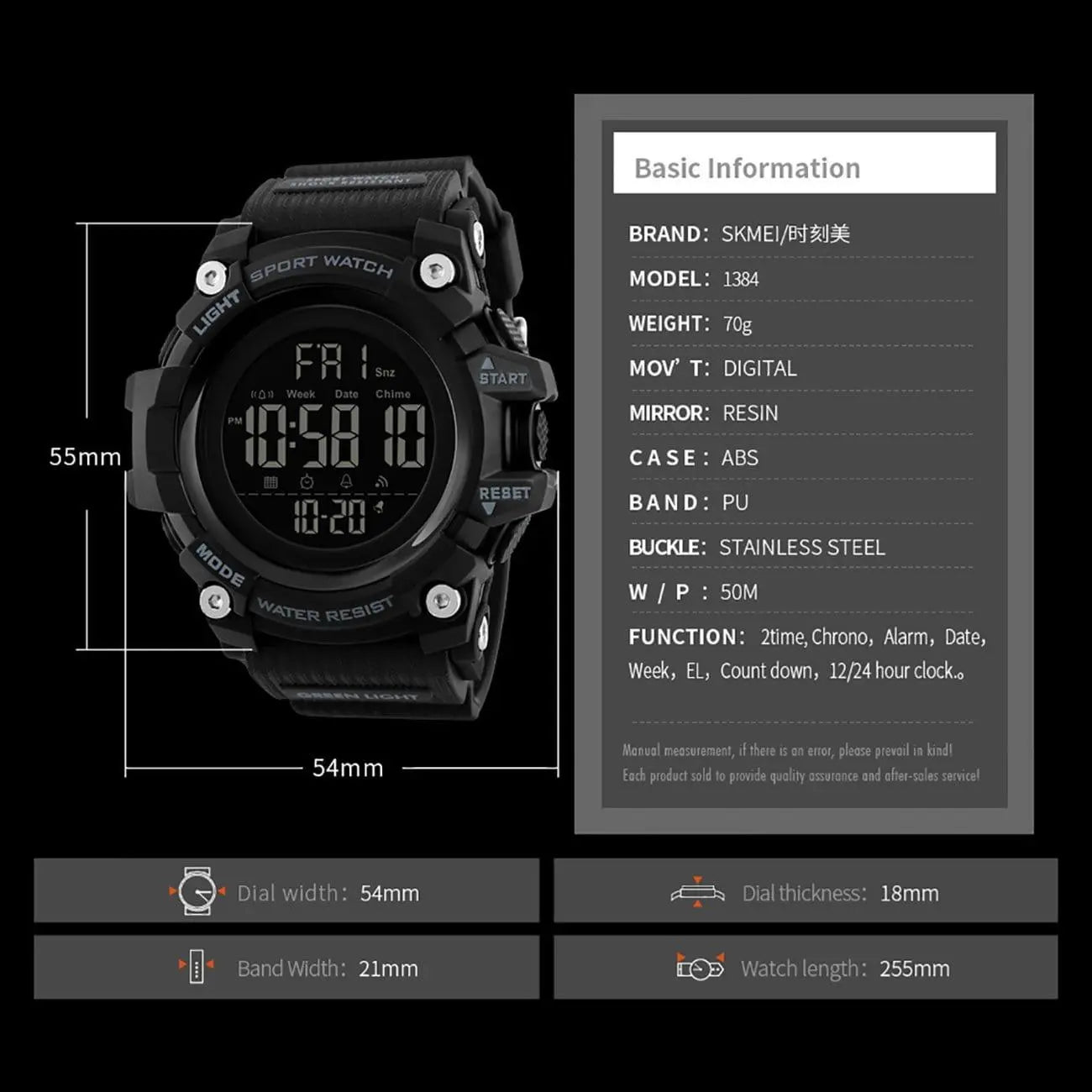 Skmei 1384 Original Digital Waterproof Sports watch For Men