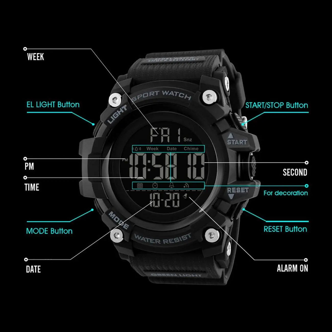 Skmei 1384 Original Digital Waterproof Sports watch For Men