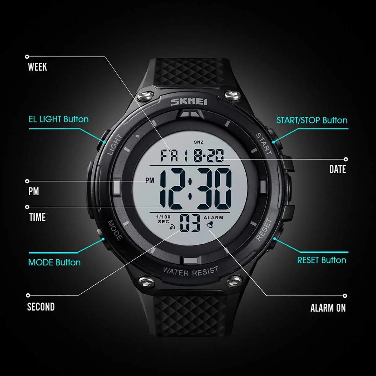 Skmei 1441 Original large dial digital waterproof sport watch for Men