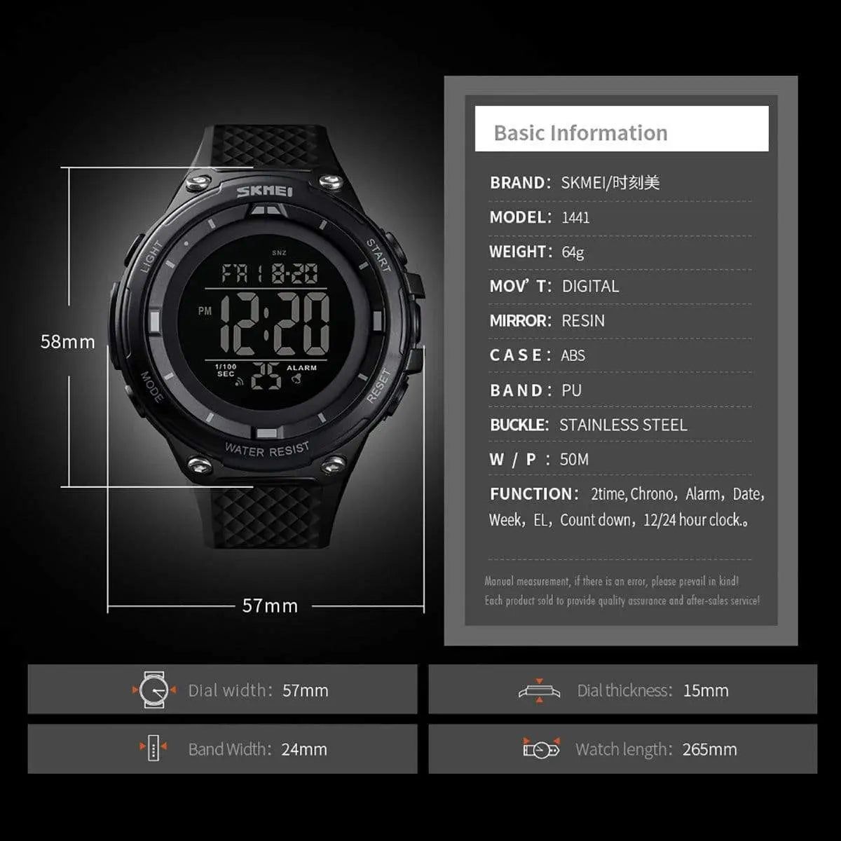 Skmei 1441 Original large dial digital waterproof sport watch for Men