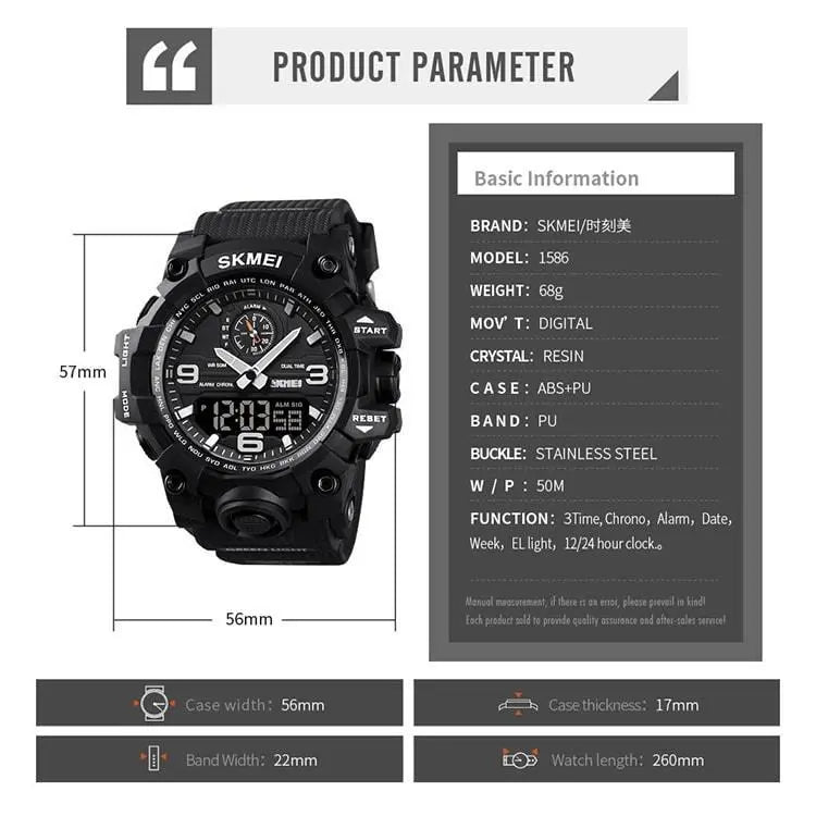 Skmei 1586 Original Analog Digital Watch For Men
