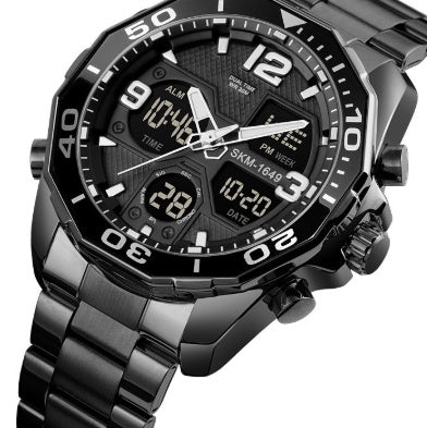 Skmei 1649 Stainless Steel Analog Digital Rotatable bezel Watch For Men