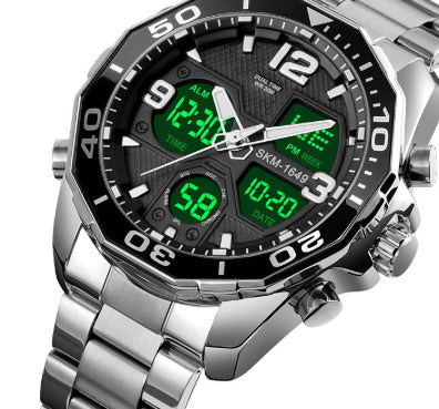 Skmei 1649 Stainless Steel Analog Digital Rotatable bezel Watch For Men