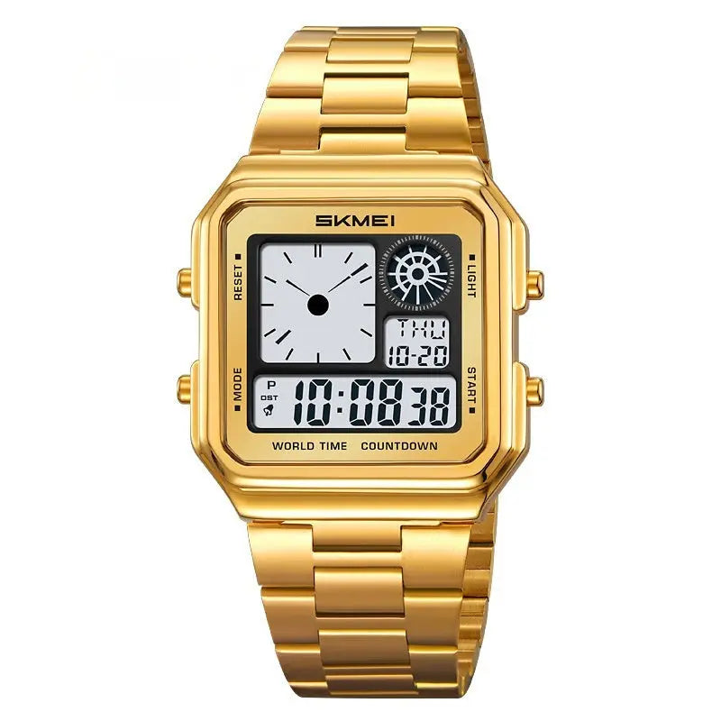 Skmei 2451 Square Steel-band Waterproof Alarm Clock Digital watch for Men