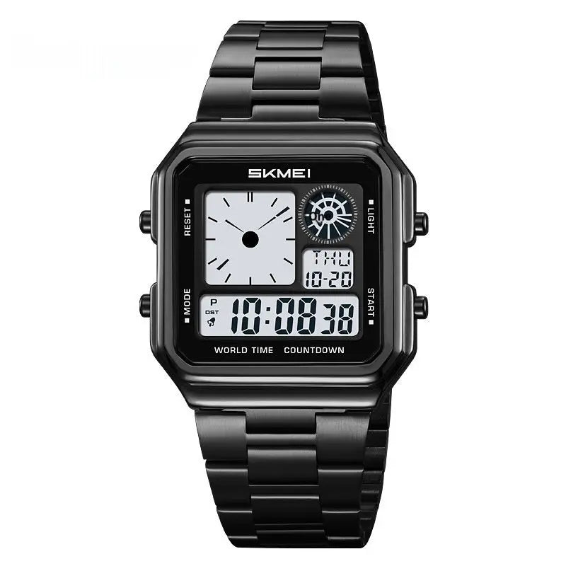 Skmei 2451 Square Steel-band Waterproof Alarm Clock Digital watch for Men