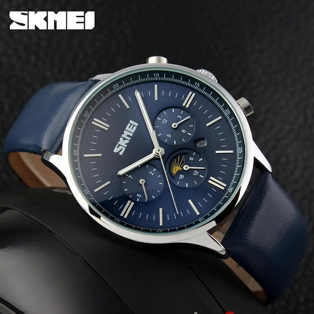 Skmei 9117 Original Analog Quartz Moon Phase Watch For Men