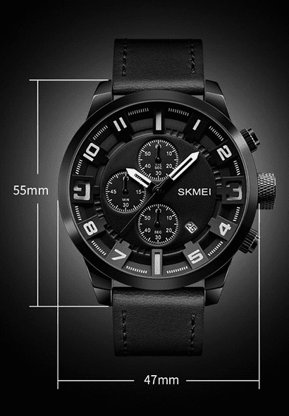 Skmei Chronograph Genuine Leather Quartz watch For Men 1309 Original