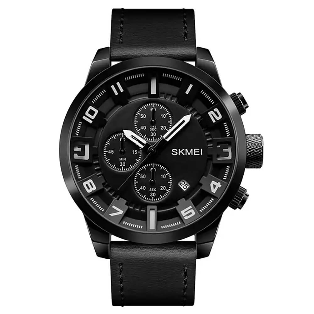 Skmei Chronograph Genuine Leather Quartz watch For Men 1309 Original