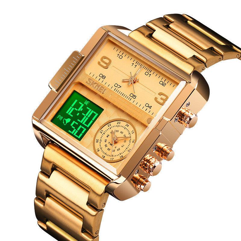 Skmei square 3 time Analog Digital 41mm dial watch for Men 1584 Original