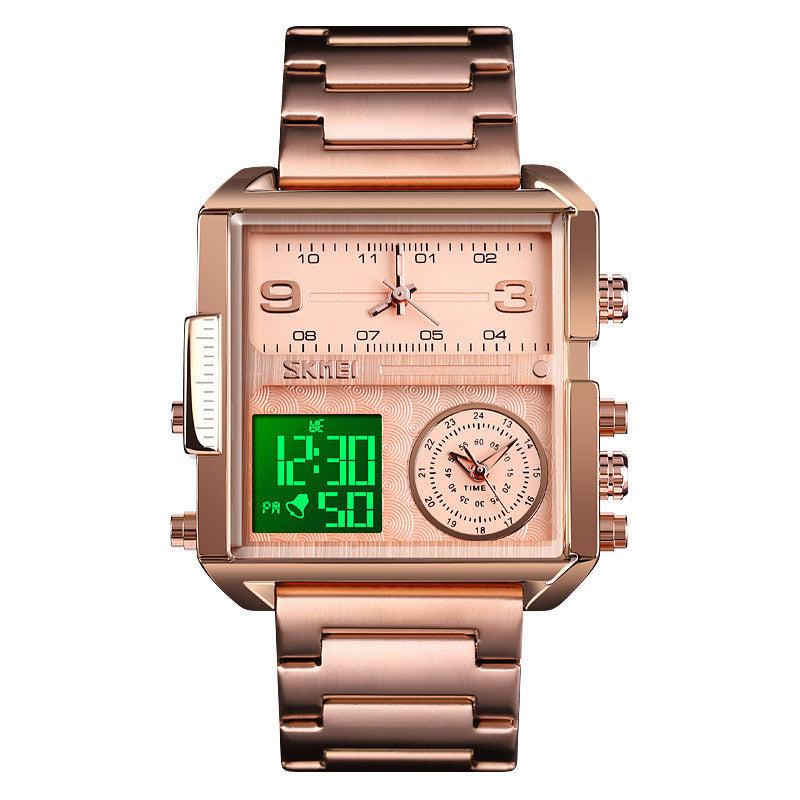 Skmei square 3 time Analog Digital 41mm dial watch for Men 1584 Original