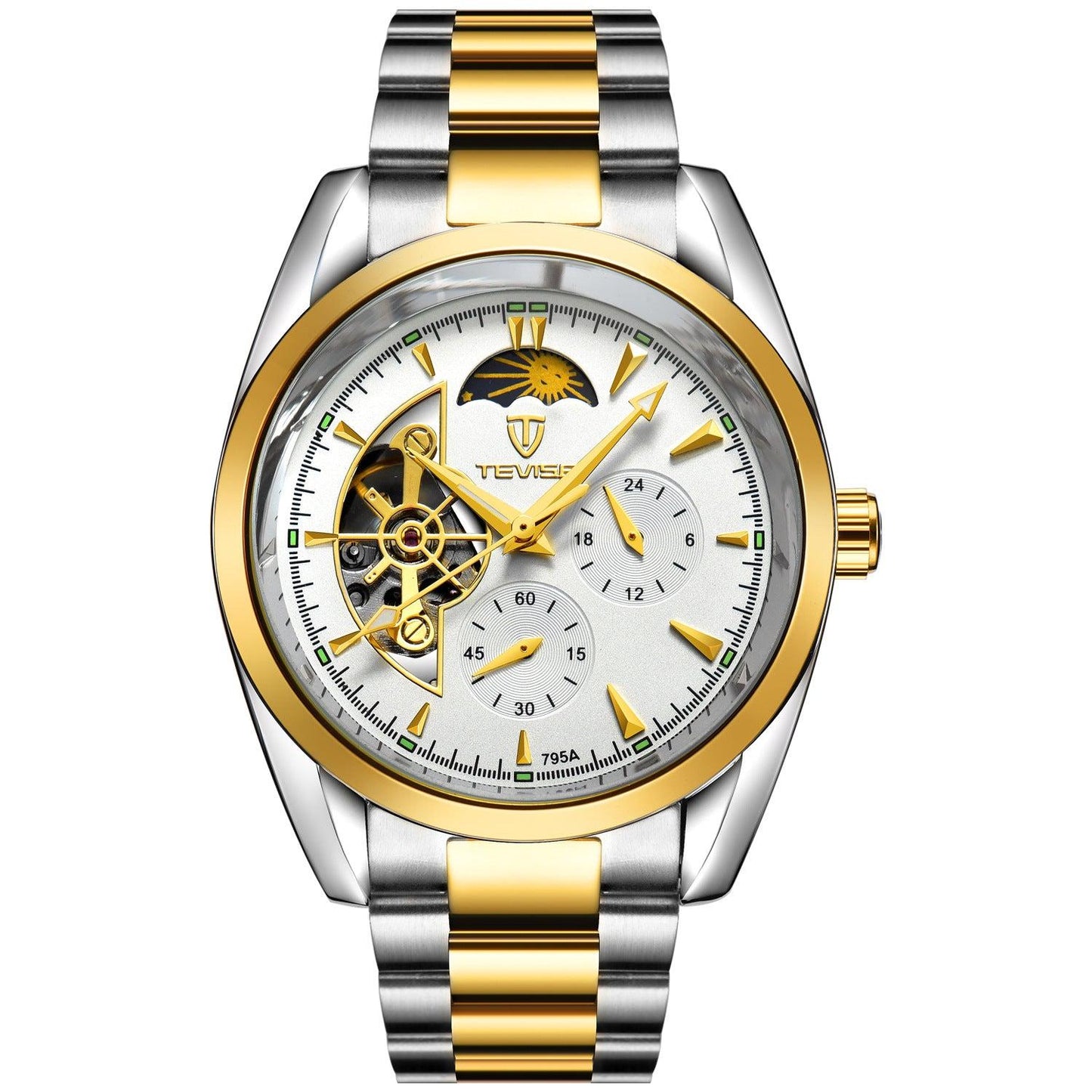 TEVISE Moon Phase Chronograph Automatic Mechanical Wrist Watch For Men 795A