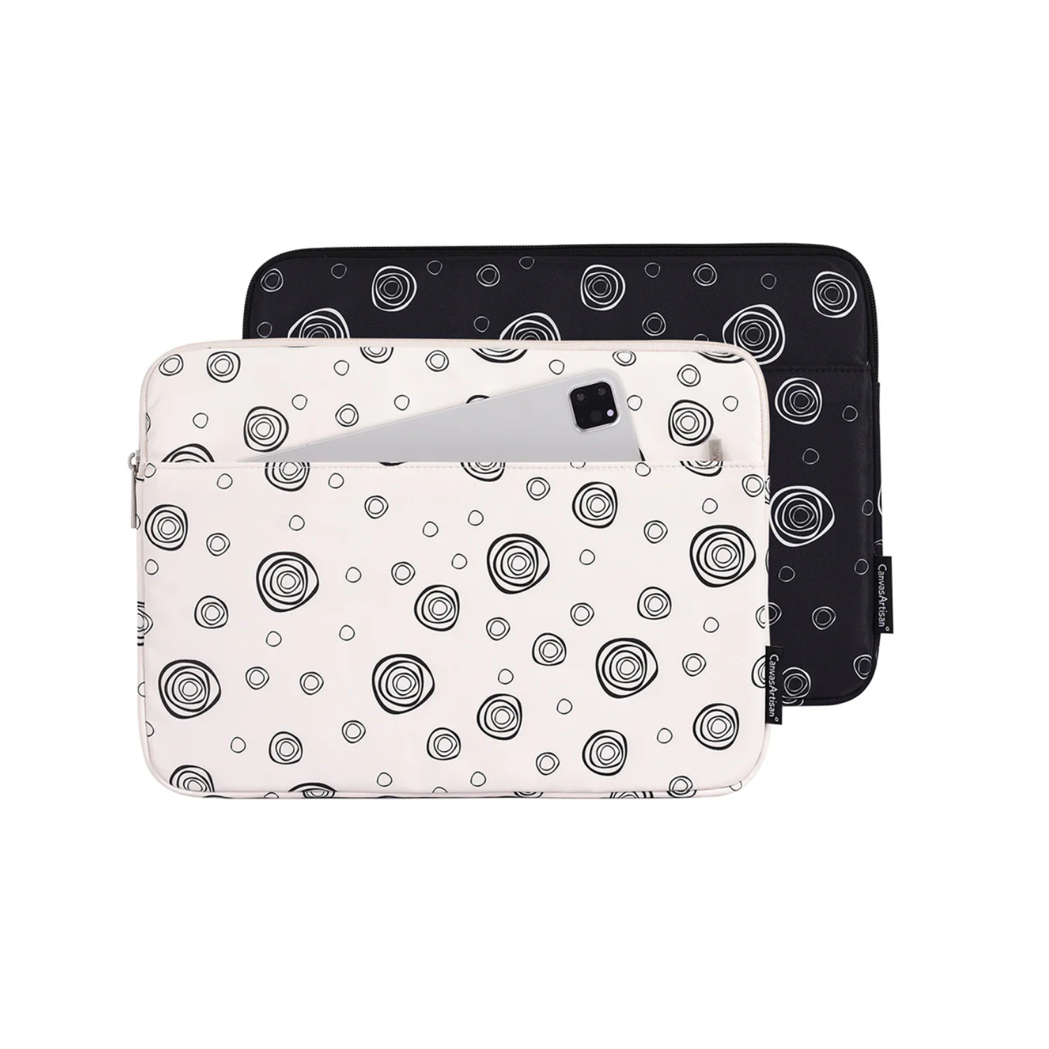 Concentric Circle Design Waterproof Laptop Sleeve with Front Pocket – Fits 11–15" Devices